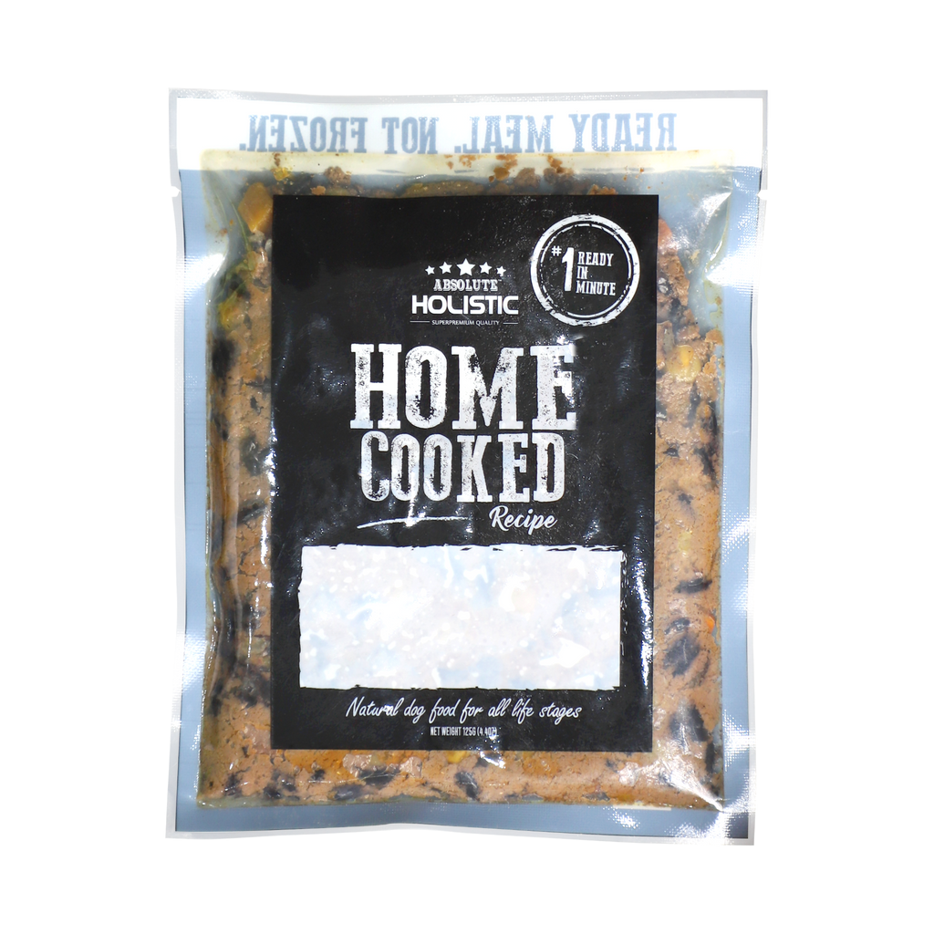 (Trial Pack) Absolute Holistic Home Cooked Style Recipe Gently Cooked Dog Food (125g x 3) - Beef, Peas & Salmon.