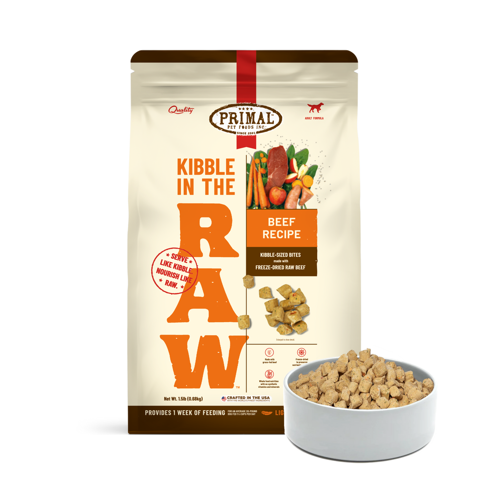 Primal Freeze Dried Kibble In The Raw Food For Dogs - Beef (1.5 lbs).