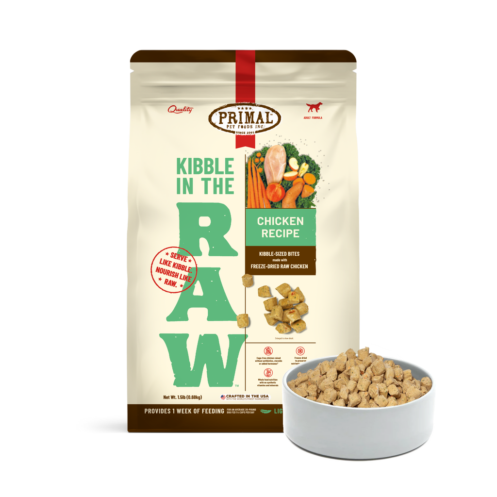 Primal Freeze Dried Kibble In The Raw Food For Dogs -  Chicken (1.5 lbs).