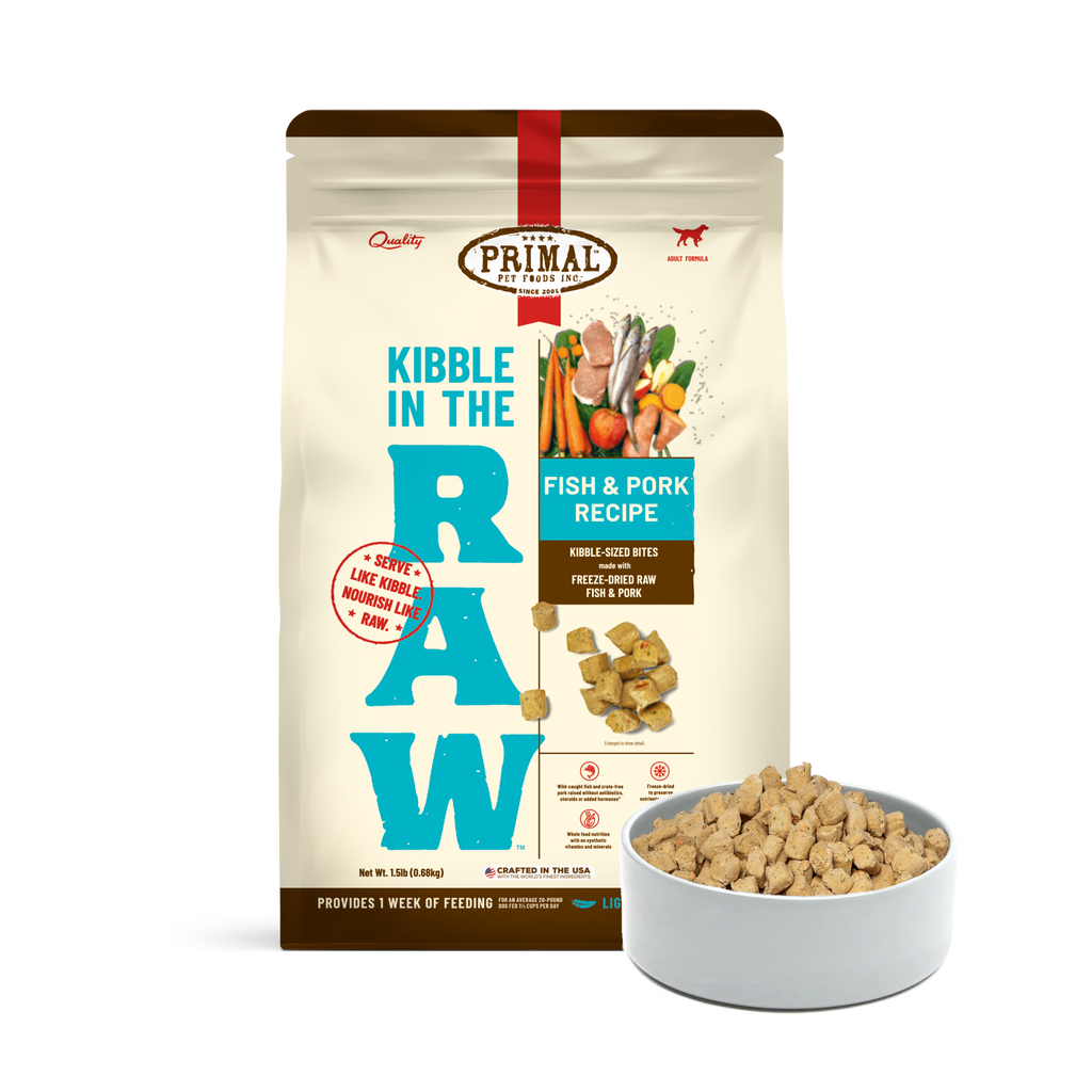 Primal Freeze Dried Kibble In The Raw Food For Dogs - Fish & Pork  (1.5 lbs).