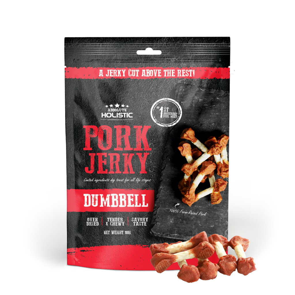 Absolute Holistic Grain Free Treats for Dog - Pork Jerky Dumbbell (100g).