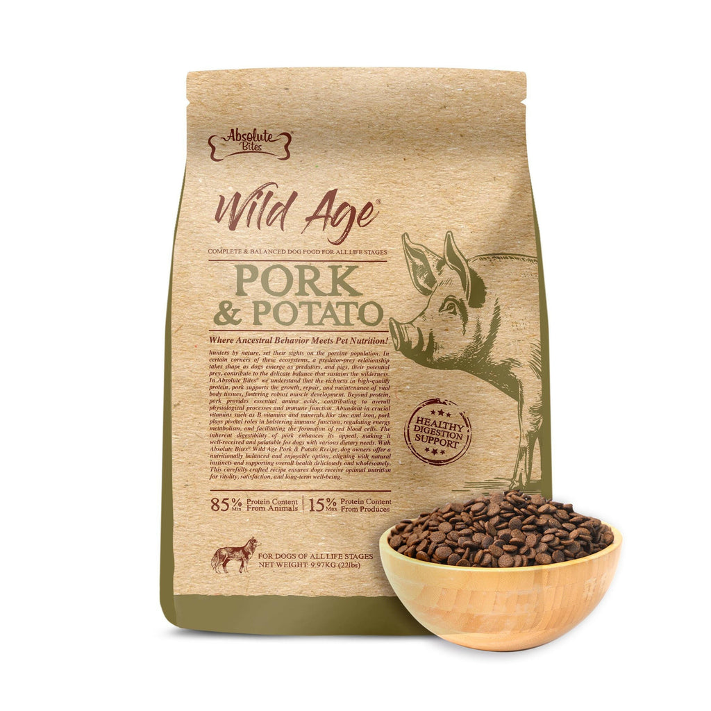 Absolute Bites Wild Age Dry Dog Food - Pork & Potato (22lbs).