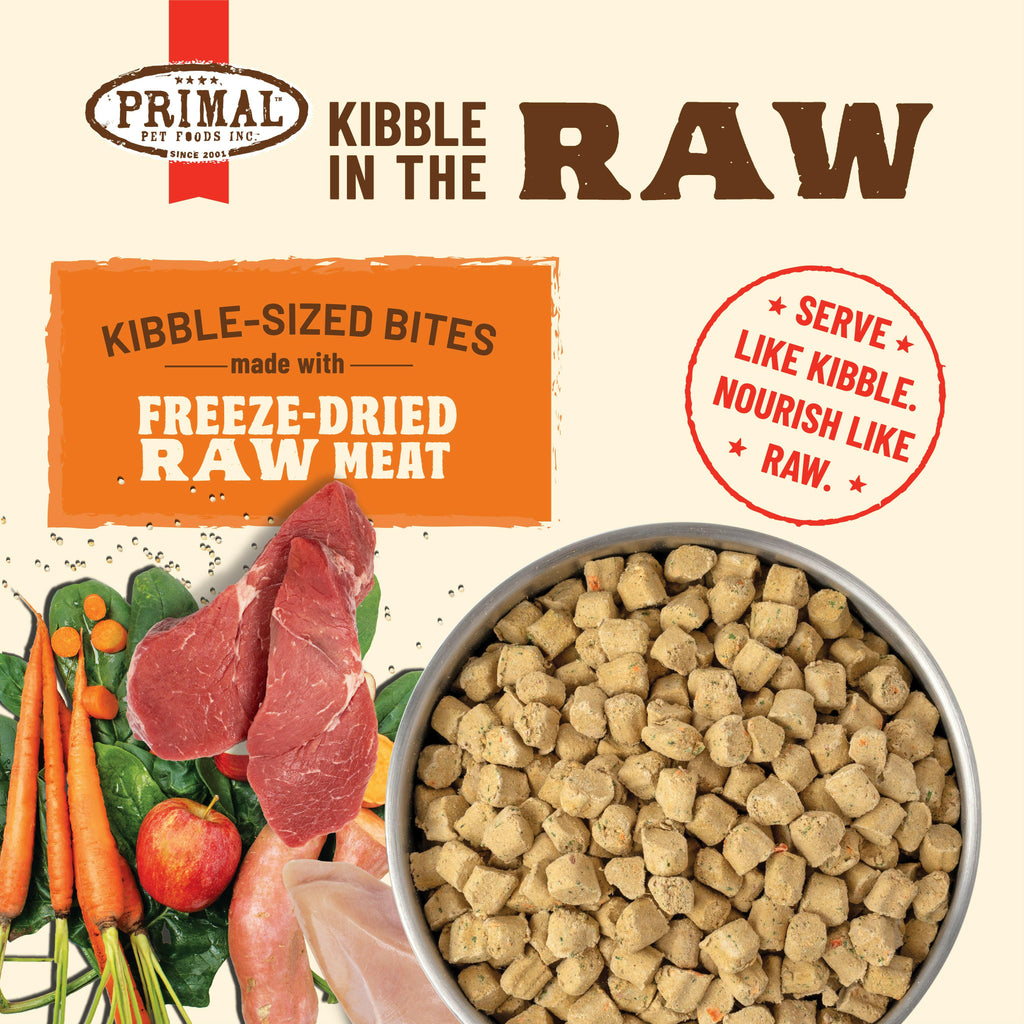 Primal Freeze Dried Kibble In The Raw Food For Dogs - Beef (1.5 lbs).