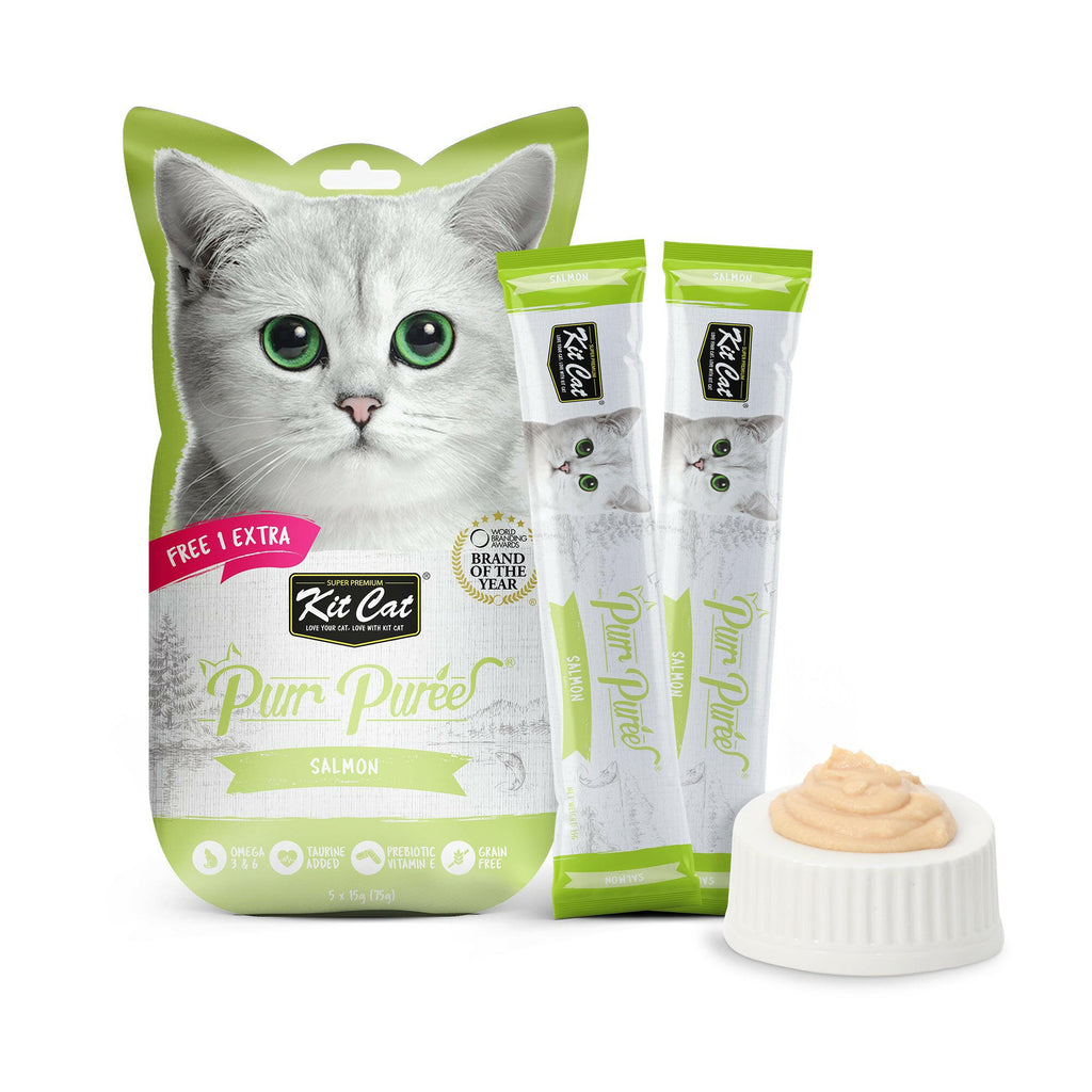Kit Cat Purr Puree Liquid Treats for Cat - Salmon (15g) | 5 Sticks.