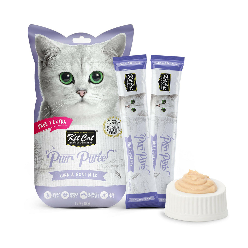 Kit Cat Purr Puree Liquid Treats for Cat - Tuna & Goat Milk (15g) | 5 Sticks.
