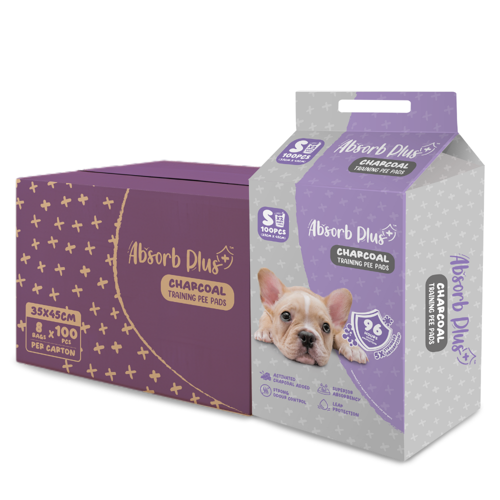 [CTN OF 8] Absorb Plus Charcoal Pee Pad Pet Sheets - S (8x100pcs) | 35cm x 45cm.
