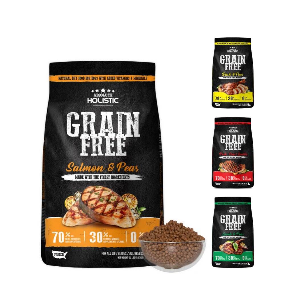 Absolute Holistic Grain Free Dry Dog Food (22lbs) - 4 flavours