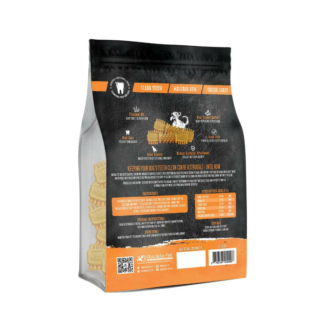 Absolute Holistic Jumbo Pack Medium Dental Chews for Dogs - Peanut Butter (500g).