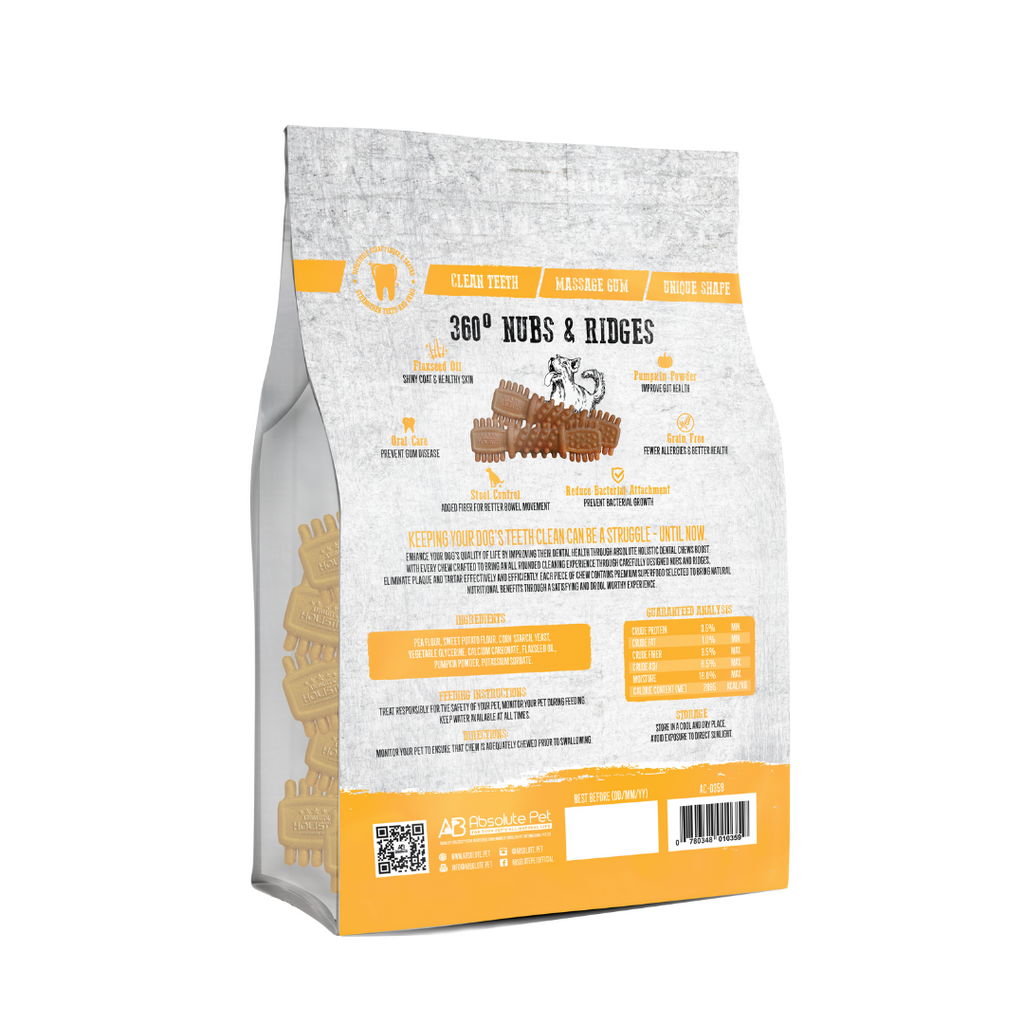 Absolute Holistic Jumbo Pack BOOST Medium Dental Chews for Dogs - Pumpkin (500g).