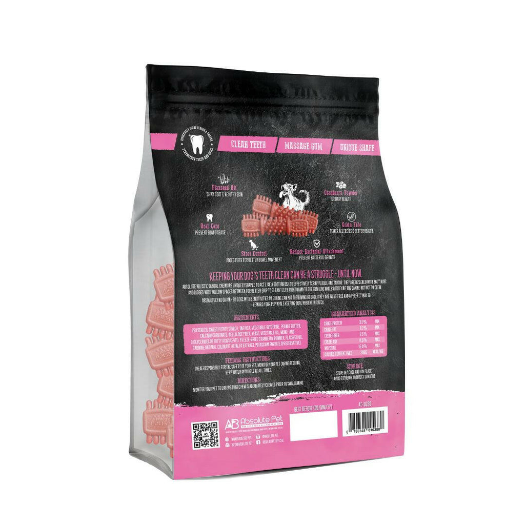 Absolute Holistic Jumbo Pack Petite Dental Chews for Dogs - Cranberry (450g).