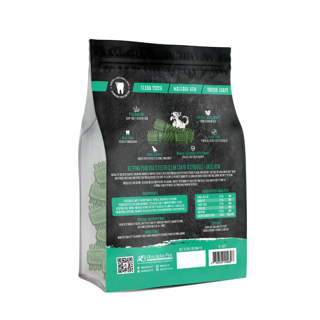Absolute Holistic Jumbo Pack Petite Dental Chews for Dogs - Fresh Mint (450g).