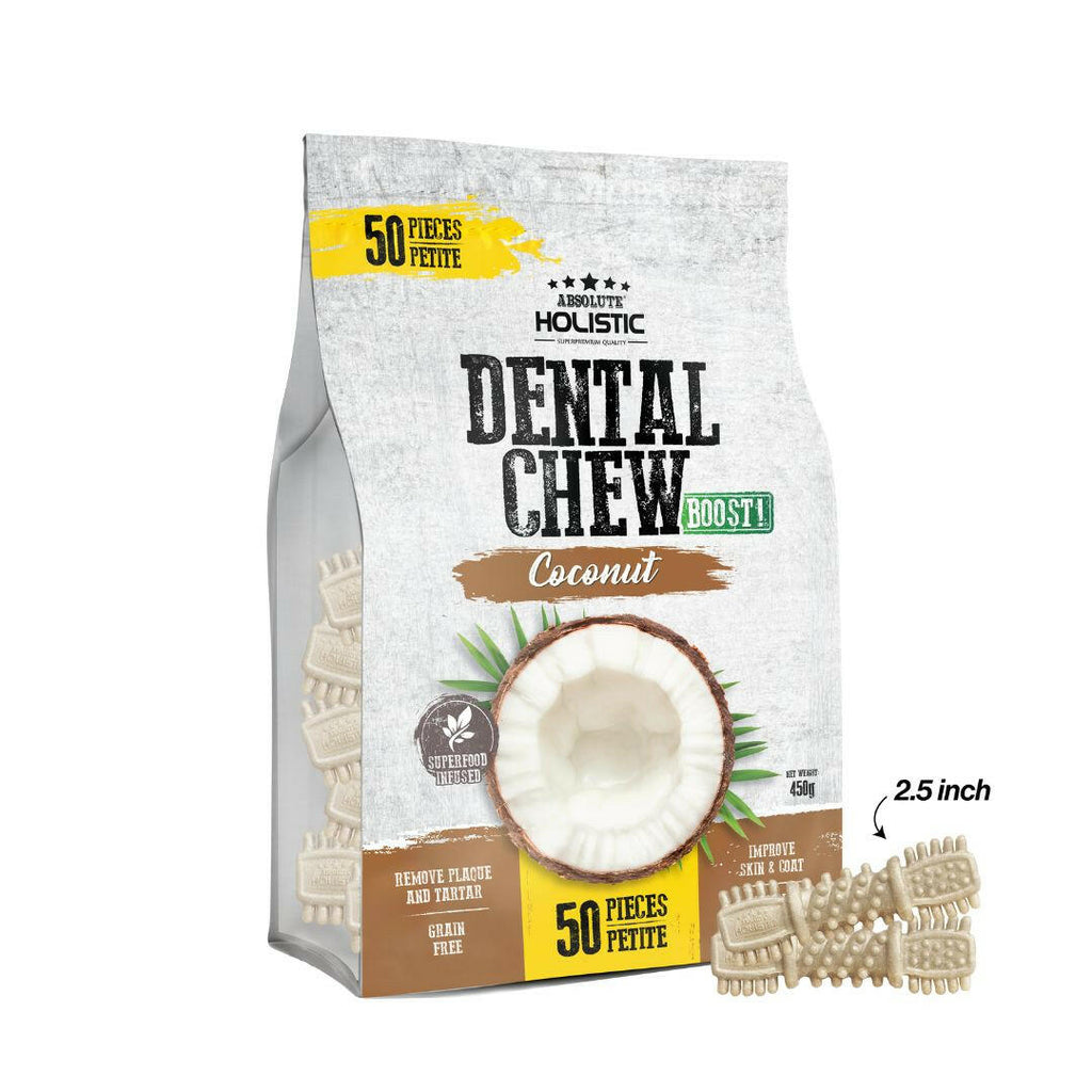 Absolute Holistic Jumbo Pack BOOST Petite Dental Chews for Dogs - Coconut  (450g).