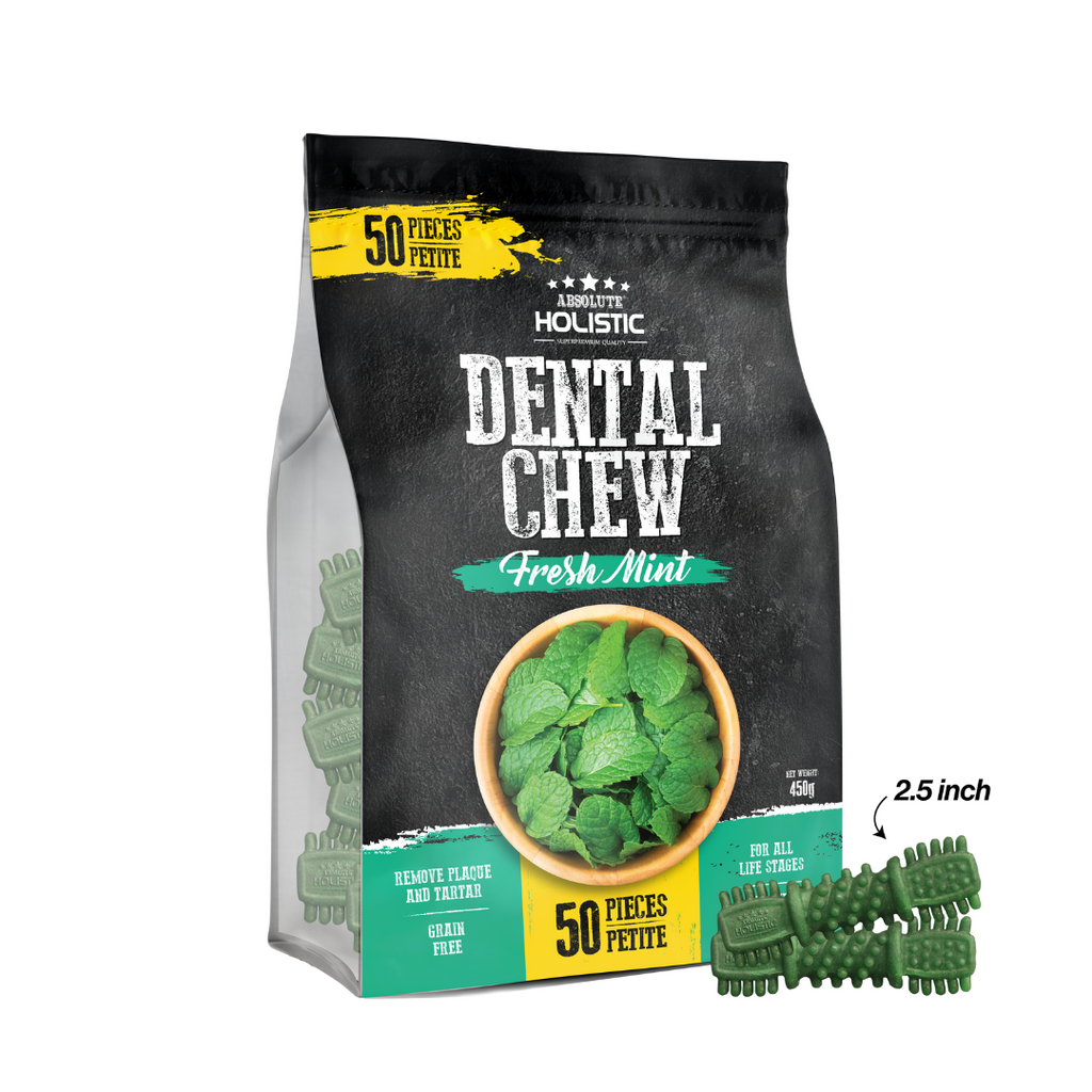 Absolute Holistic Jumbo Pack Petite Dental Chews for Dogs - Fresh Mint (450g).