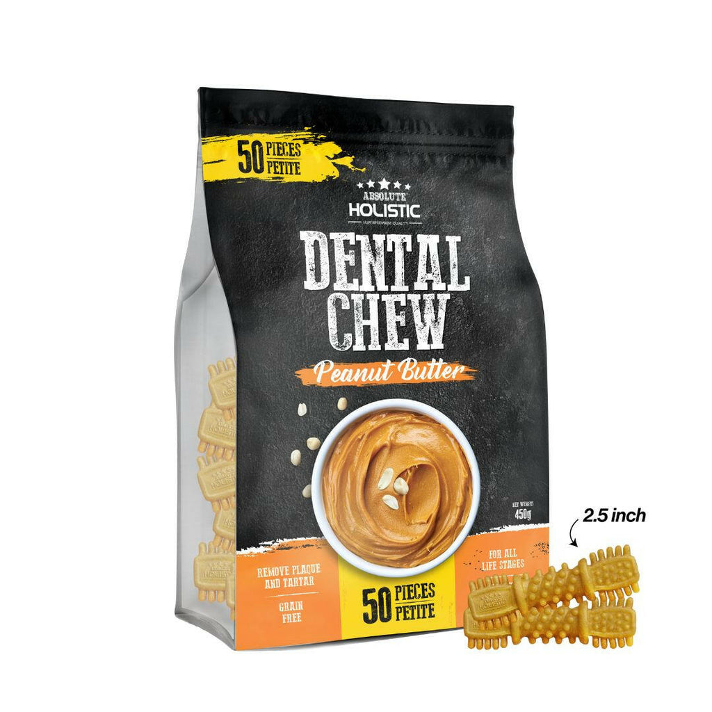 Absolute Holistic Jumbo Pack Petite Dental Chews for Dogs -  Peanut Butter (450g).