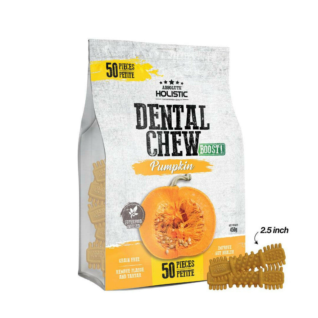 Absolute Holistic Jumbo Pack BOOST Petite Dental Chews for Dogs - Pumpkin  (450g).