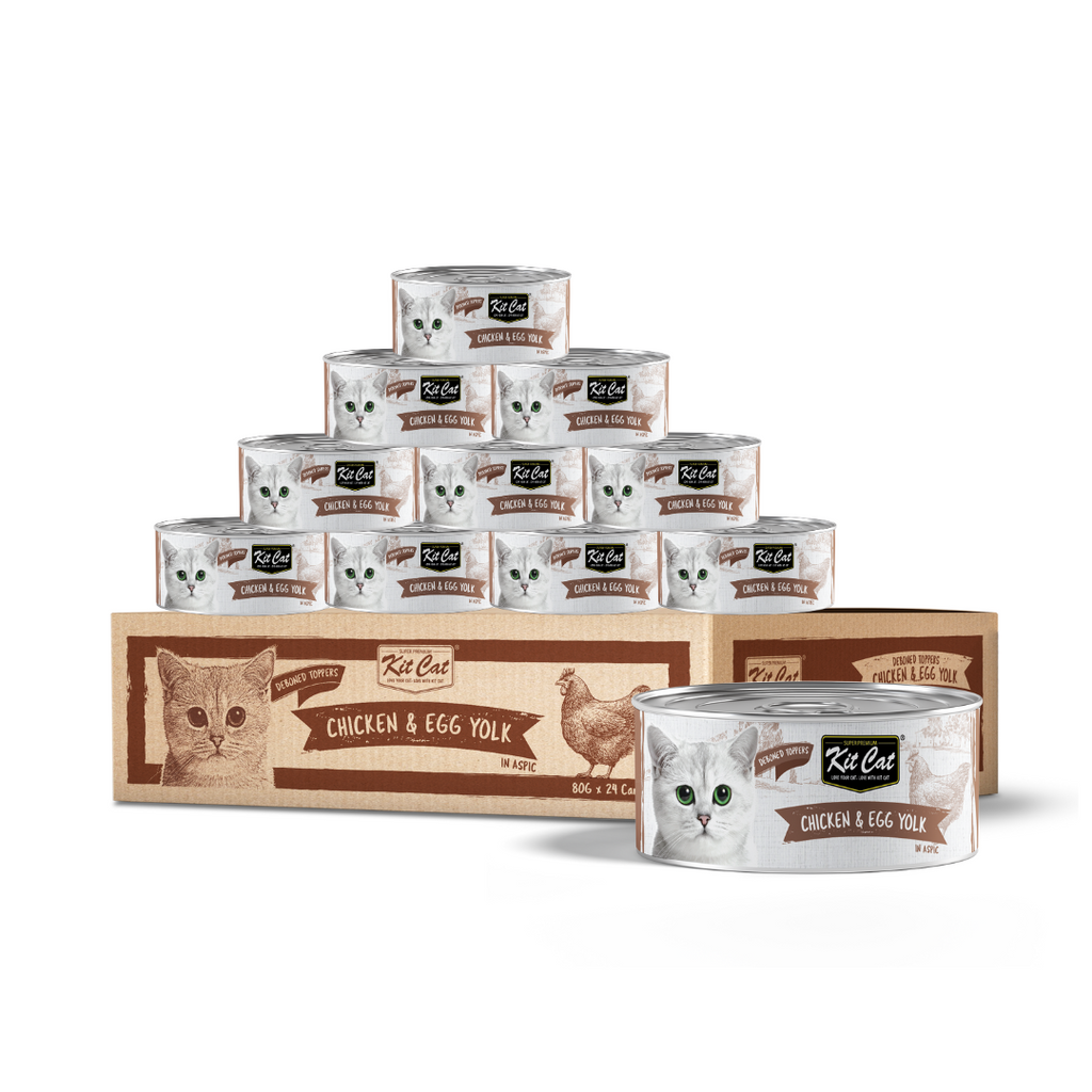 Kit Cat Deboned Toppers Cat Canned Food - Chicken & Egg York (80g) | Carton of 24.