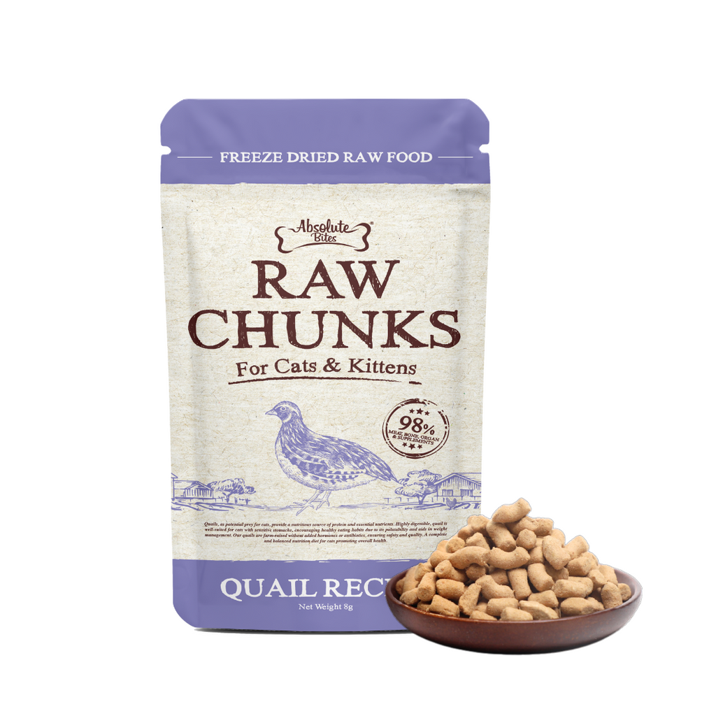 Absolute Bites Raw Chunk Freeze Dried Raw Cat Food (Sample)-Quail.