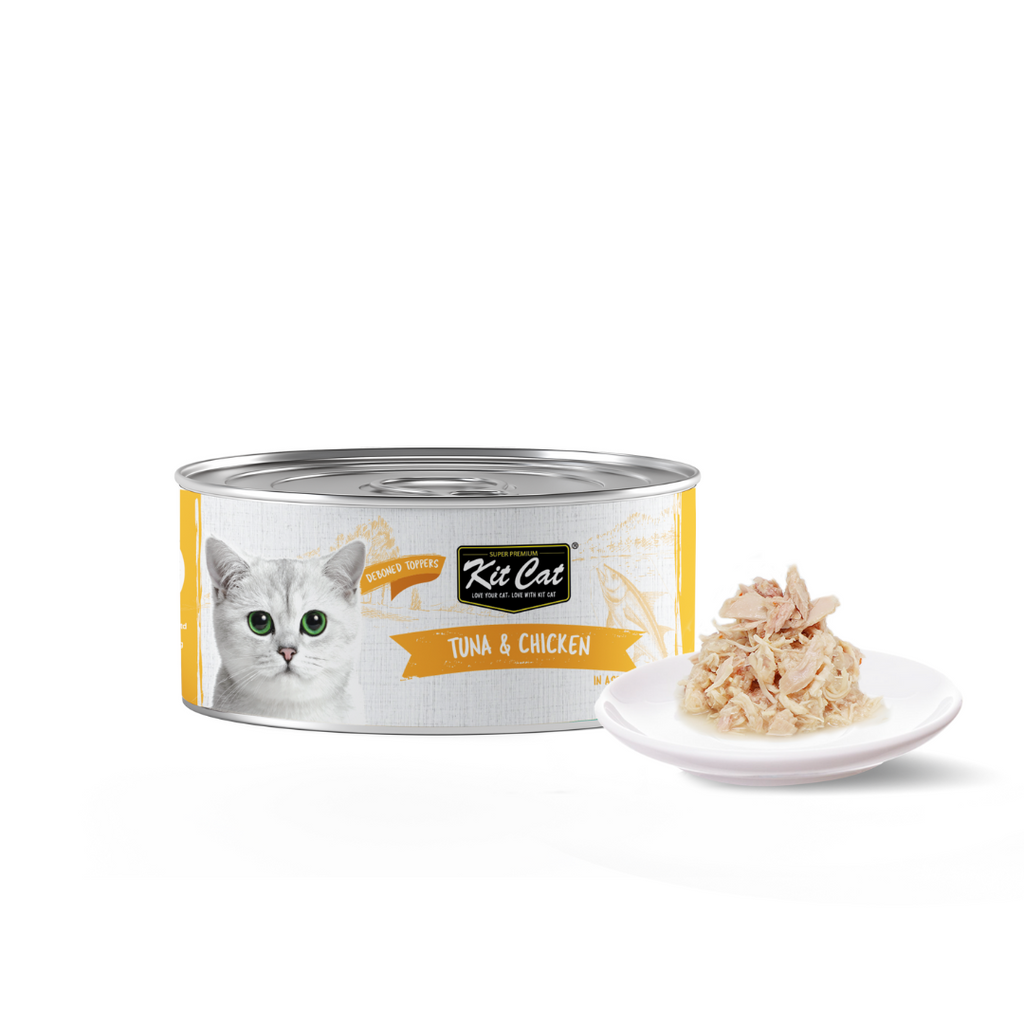 [CTN OF 24] Kit Cat Deboned Toppers Cat Canned Food - Tuna & Chicken Toppers (80g).