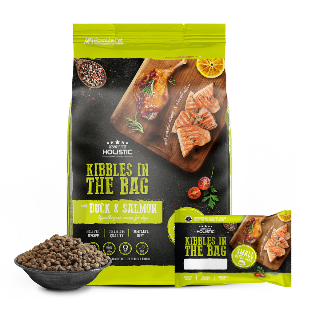 Absolute Holistic Kibbles In The Bag Hypoallergenic Recipe Small Bites Dog Dry Food - Duck & Salmon (Sample).