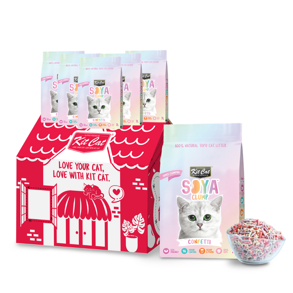 [CTN OF 6] Kit Cat Soya Clump Cat Litter - Confetti (6x7L).