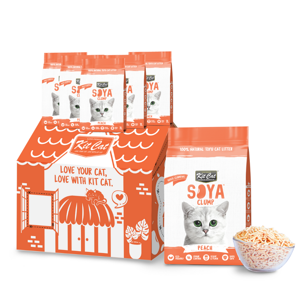 [CTN OF 6] Kit Cat Soya Clump Cat Litter - Peach (6x7L).
