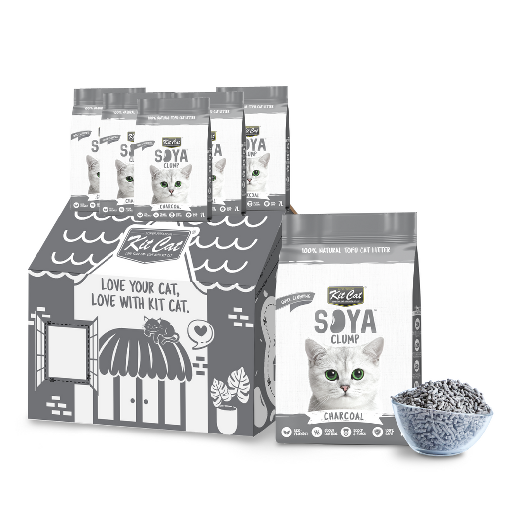 [CTN OF 6] Kit Cat Soya Clump Cat Litter - Charcoal (6x7L).
