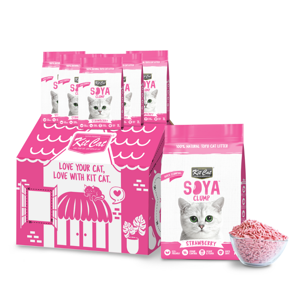 [CTN OF 6] Kit Cat Soya Clump Cat Litter - Strawberry (6x7L).