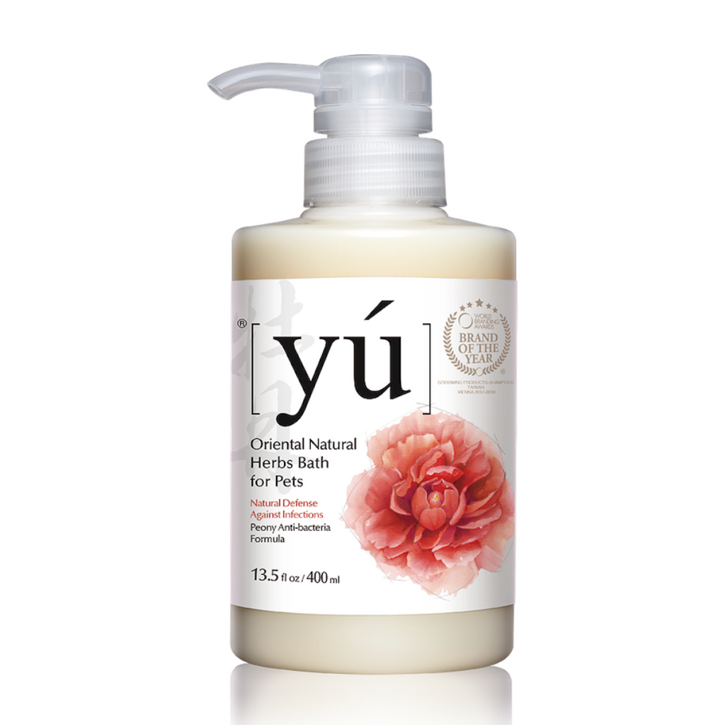 YU Oriental Natural Herbs Bath Shampoo for Cats & Dogs -  Peony Anti-Bacterial Formula (400ml).