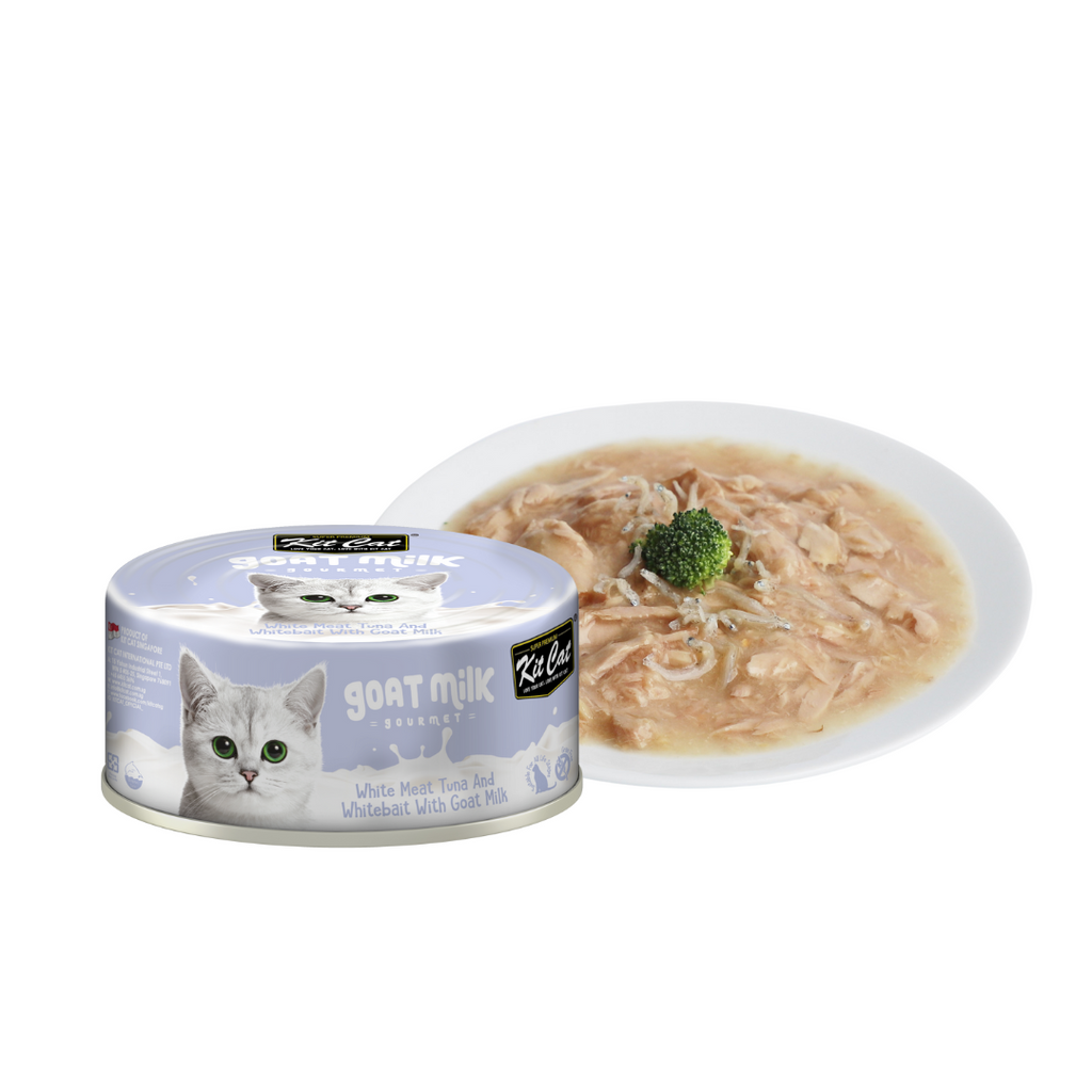 Kit Cat Goat Milk Gourmet Canned Cat Food - Tuna & Whitebait (70g).