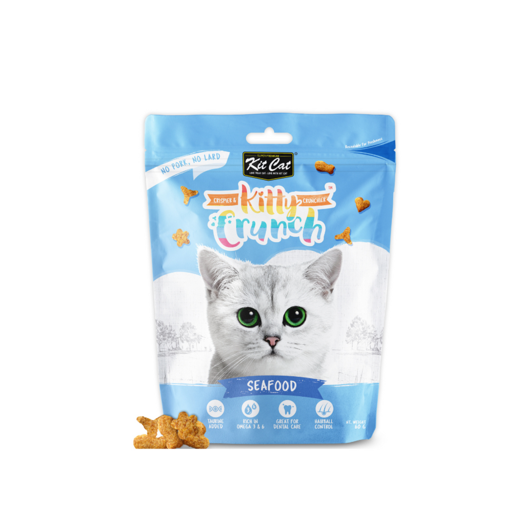 Kit Cat Kitty Crunch Cat Treats - Seafood (60g).