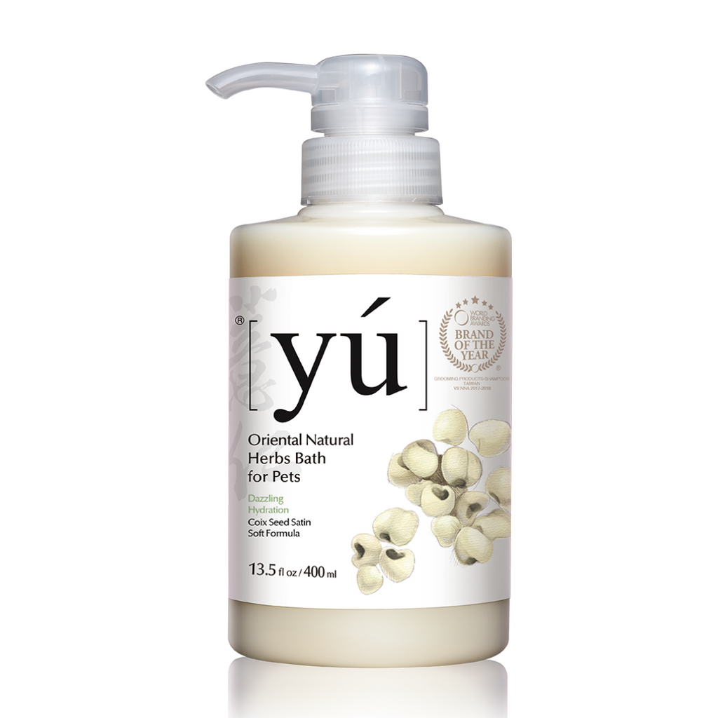 YU Oriental Natural Herbs Bath Shampoo for Cats & Dogs -  Coix Seed Satin Soft Formula (400ml).