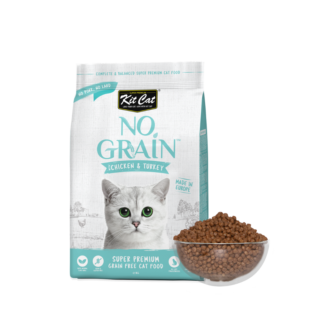 Kit Cat No Grain Dry Cat Food - Chicken & Turkey (1kg).