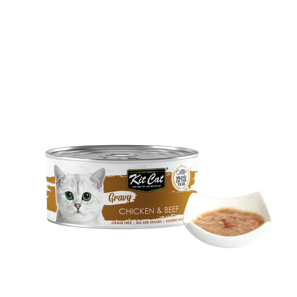 Kit Cat Gravy Cat Canned Food - Chicken & Beef (70g).