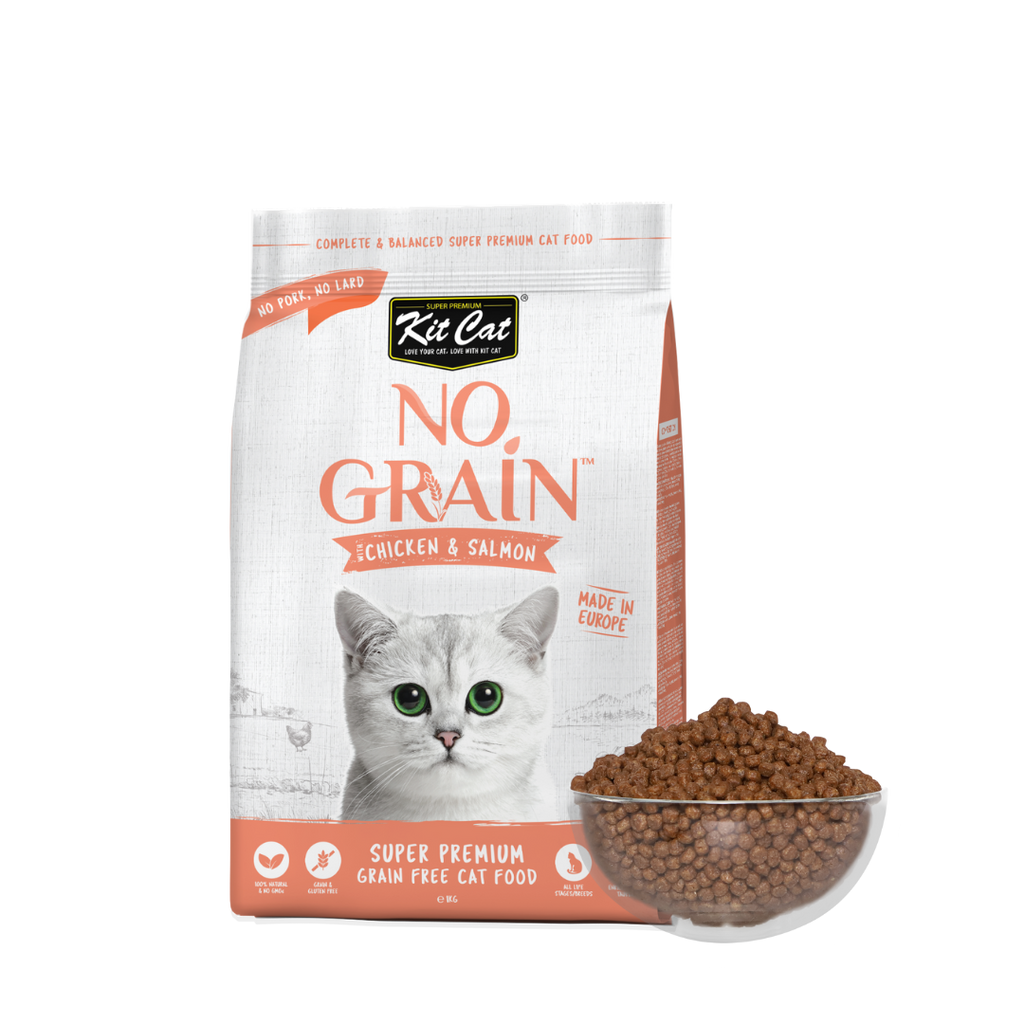 Kit Cat No Grain Dry Cat Food - Chicken & Salmon (1kg).