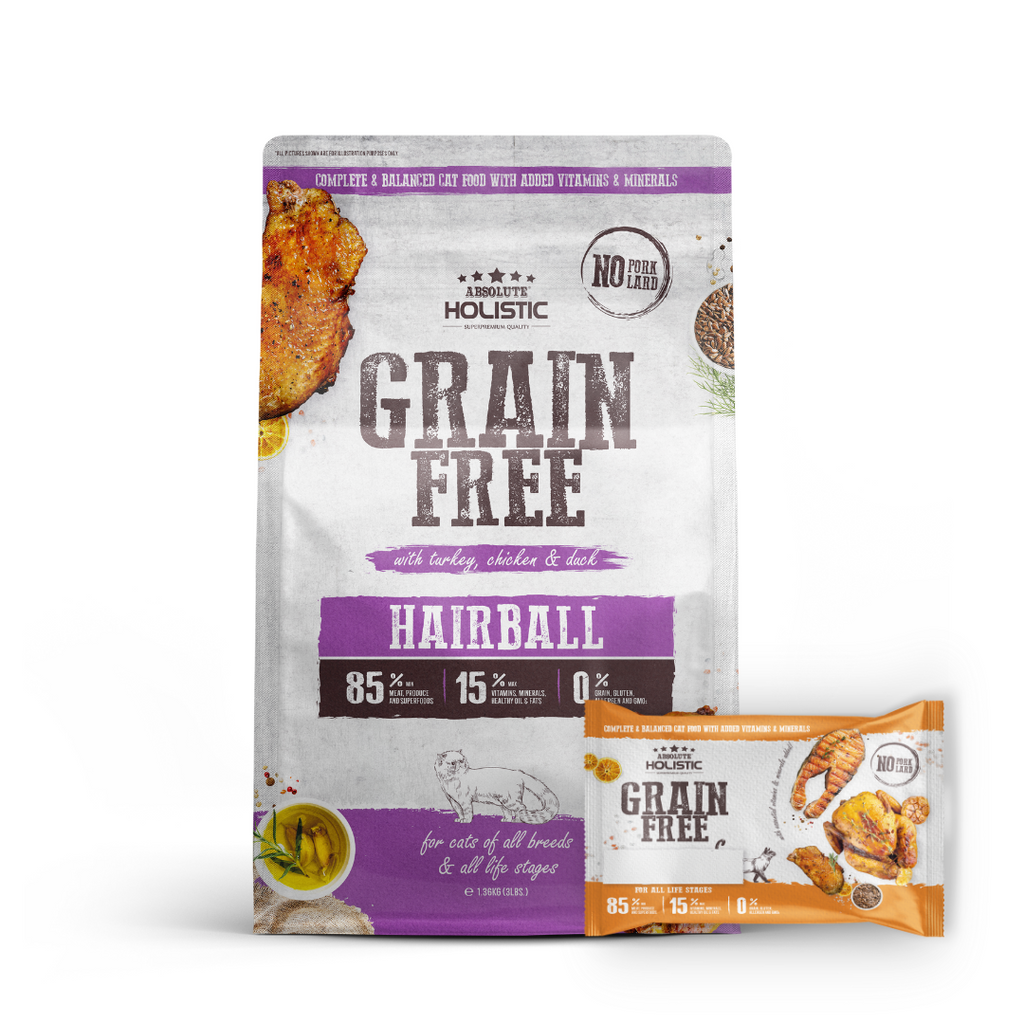 Absolute Holistic Grain Free Dry Cat Food - Hairball (Sample).