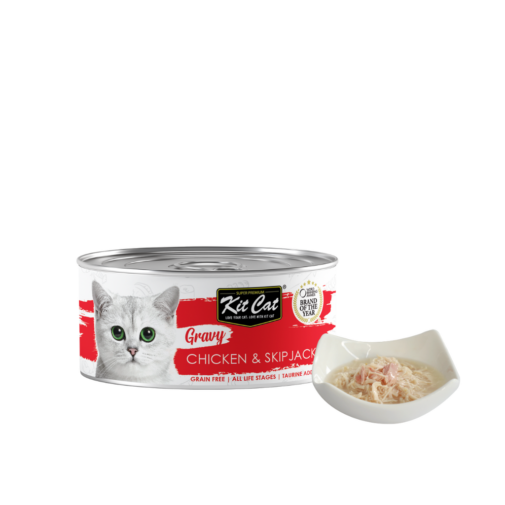 Kit Cat Gravy Cat Canned Food - Chicken & Skipjack (70g).