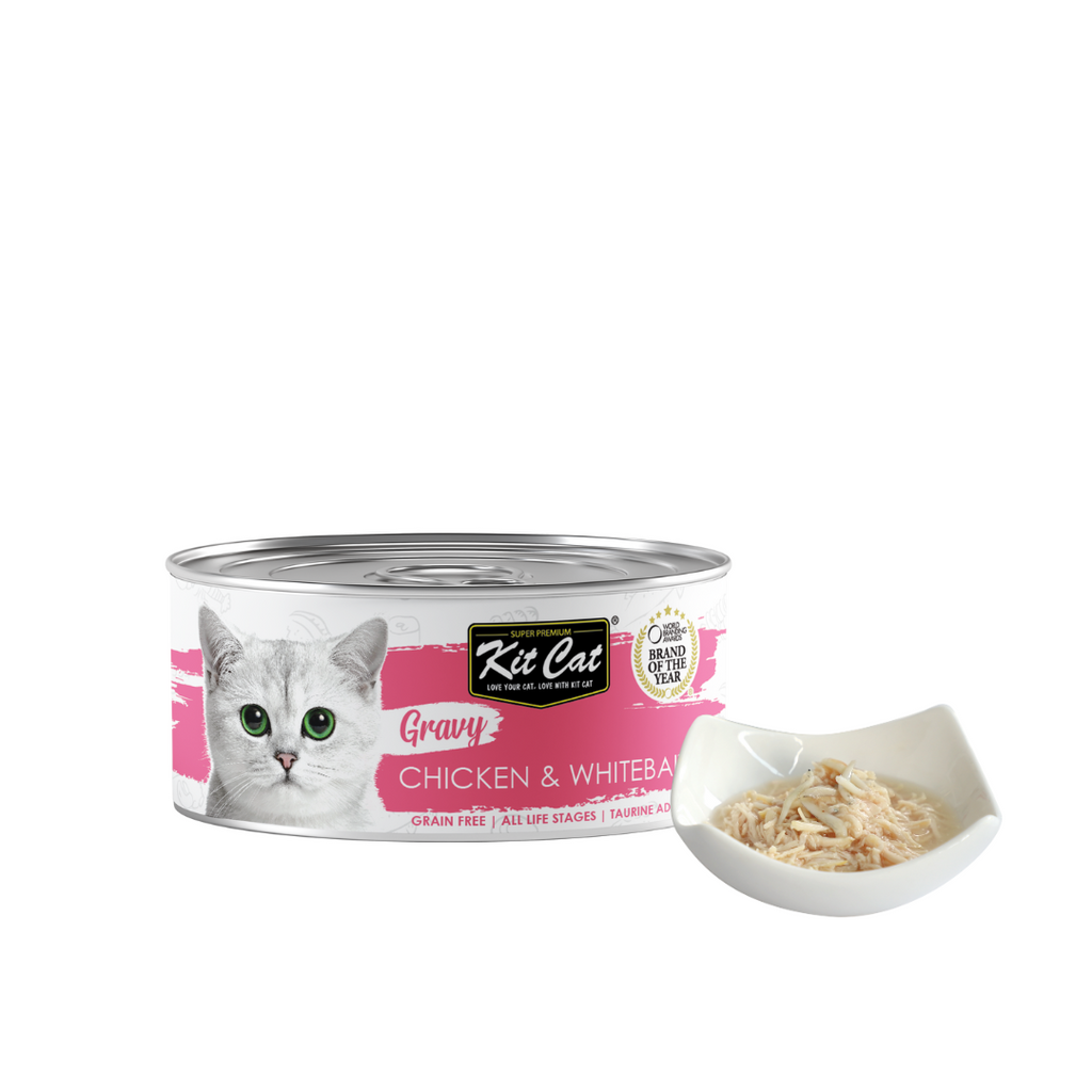 Kit Cat Gravy Cat Canned Food - Chicken & Whitebait (70g).