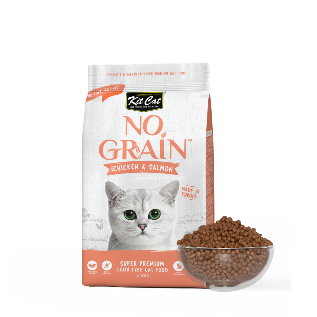 Kit Cat No Grain Dry Cat Food - Chicken & Salmon (10kg).