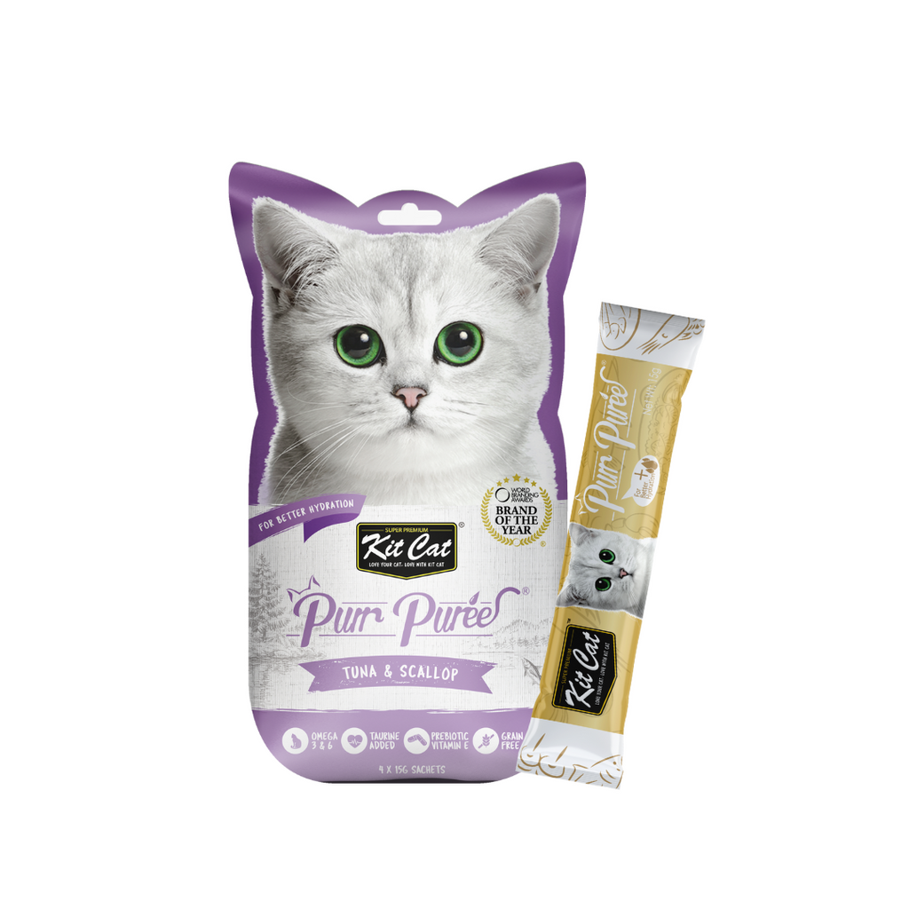 Kit Cat Purr Puree Liquid Cat Treats - Tuna & Scallop (4x15g).
