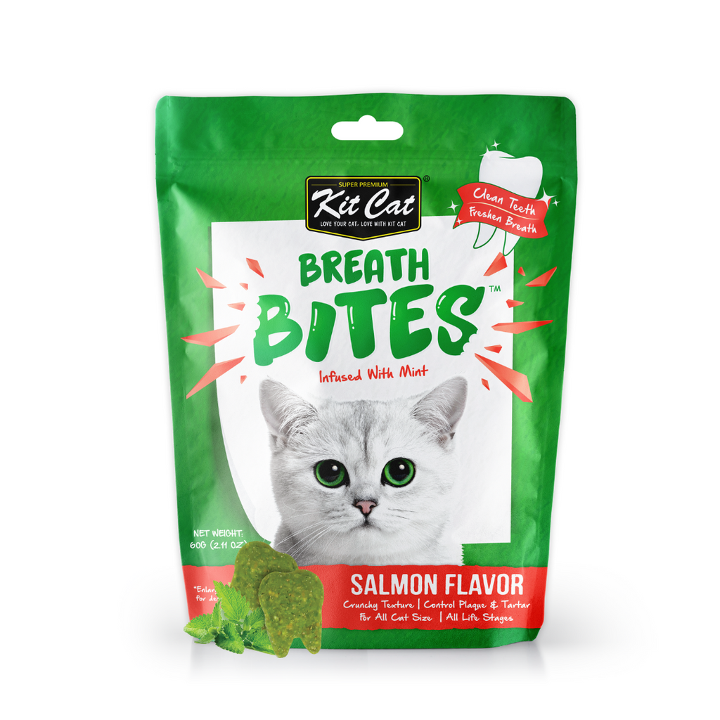 Kit Cat Breath Bites Dental Cat Treats - Salmon (60g).