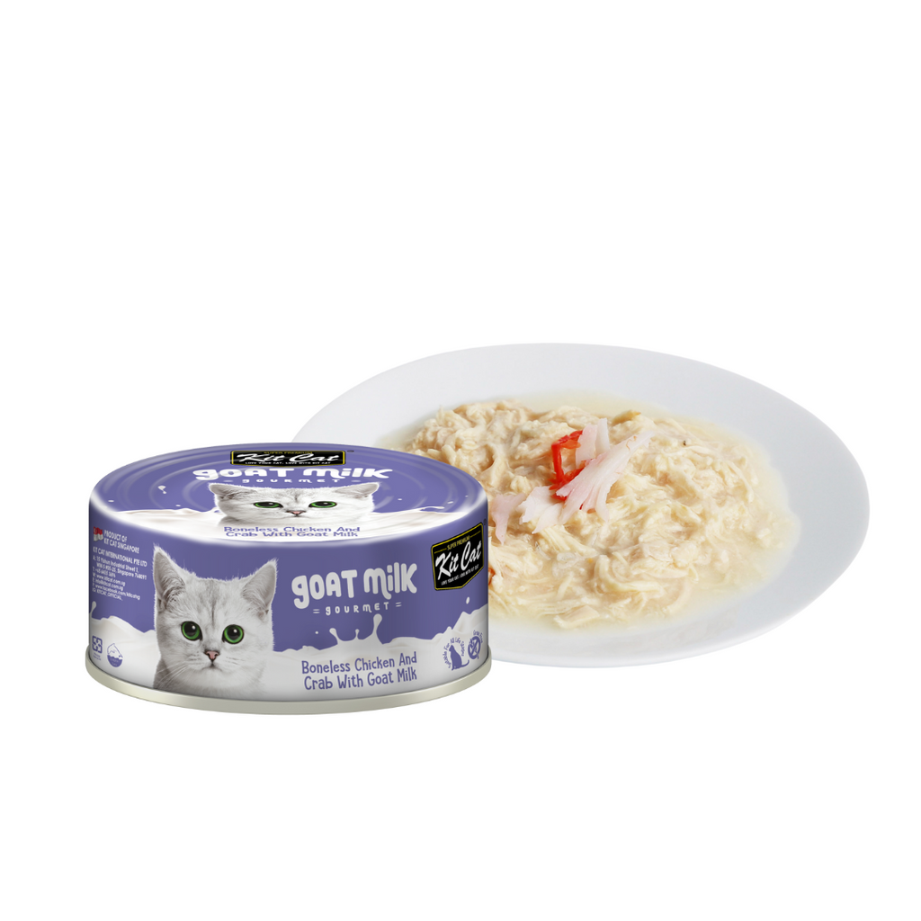 Kit Cat Goat Milk Gourmet Canned Cat Food - Chicken & Crab (70g).