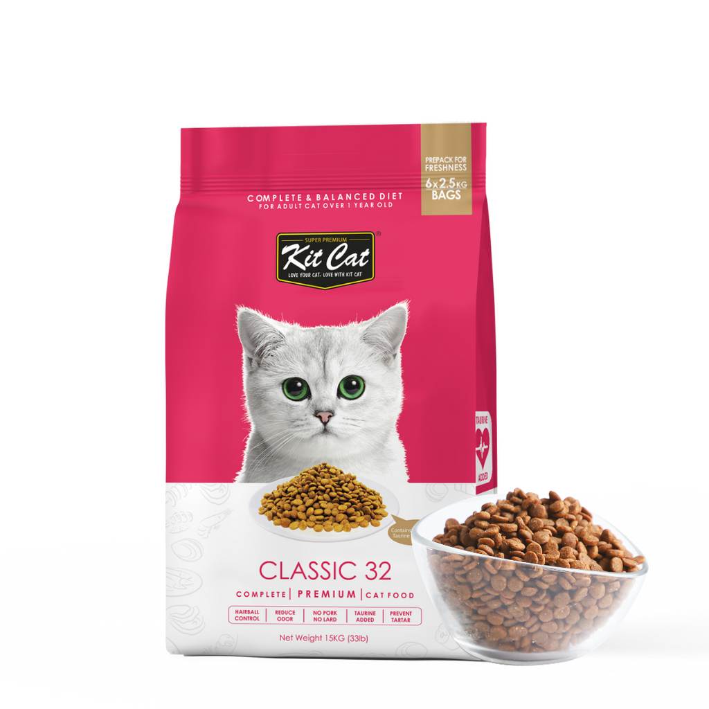Kit Cat Premium Dry Cat Food  - Classic 32 (15kg).