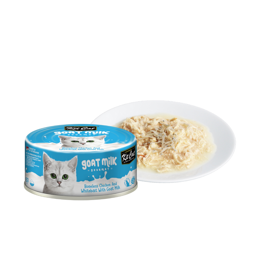 Kit Cat Goat Milk Gourmet Canned Cat Food - Chicken & Whitebait (70g).