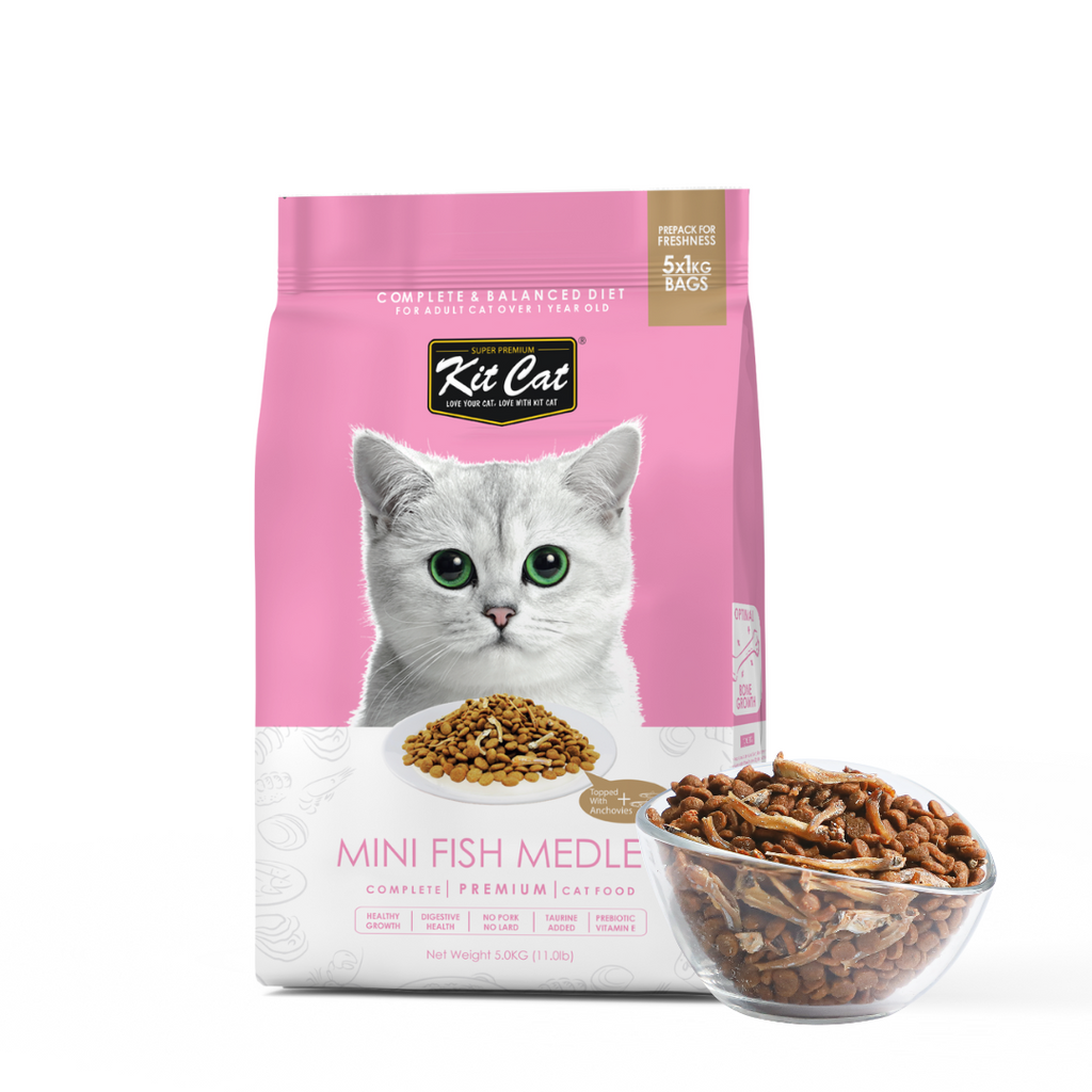 Kit Cat Premium Dry Cat Food  - Mini Fish Medley (5kg).