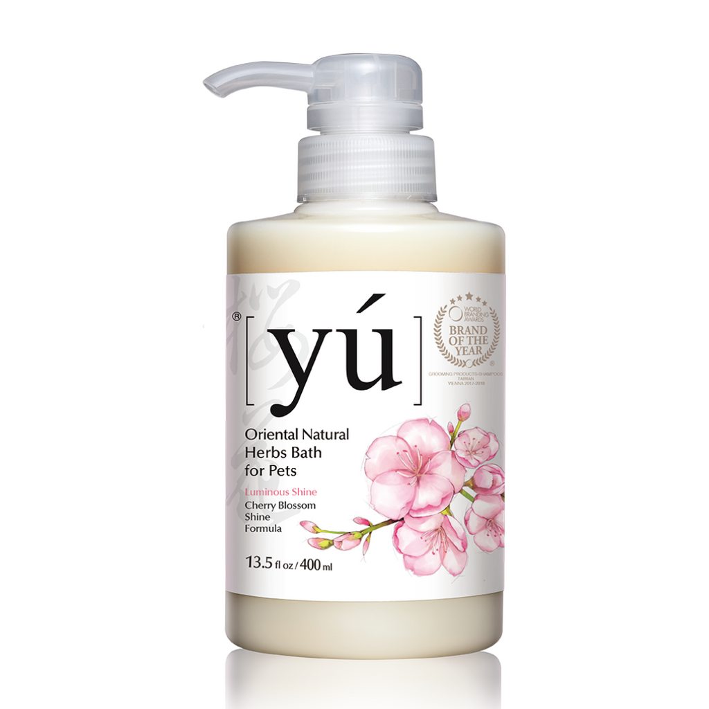 YU Oriental Natural Herbs Bath Shampoo for Cats & Dogs -  Cherry Blossom Shine Formula (400ml).