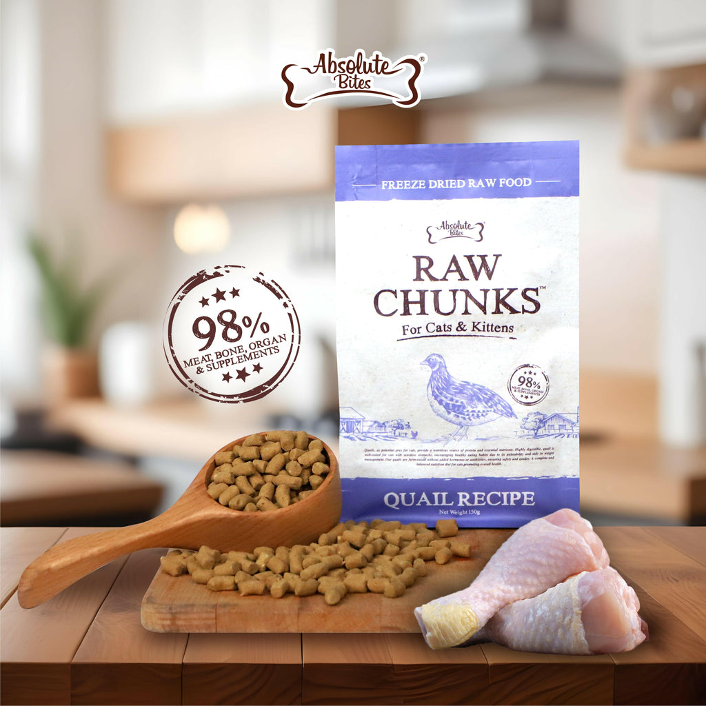 Absolute Bites Raw Chunk Freeze Dried Raw Cat Food (Sample)-Quail.