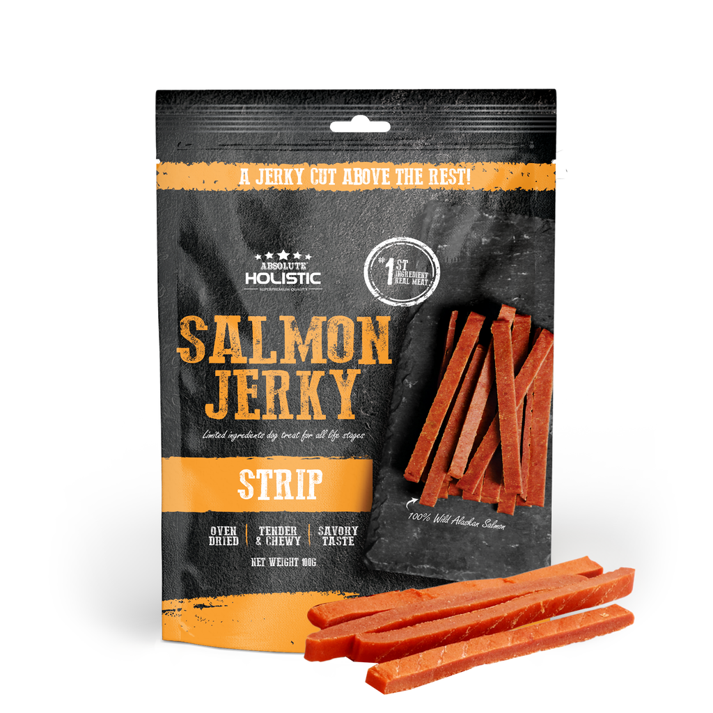 Absolute Holistic Grain Free Treats for Dog - Salmon Jerky Loin Strip (100g).
