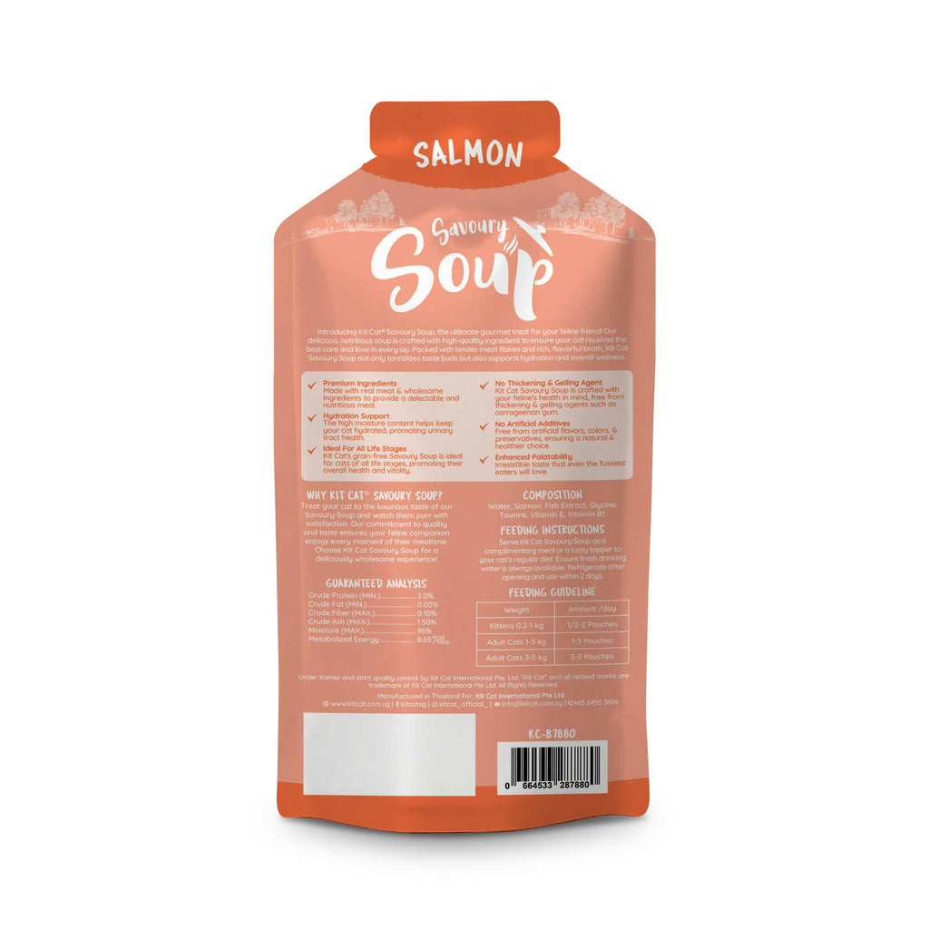 Kit Cat Savoury Soup Wet Food Pouches for Cats - Salmon (50g x 6).