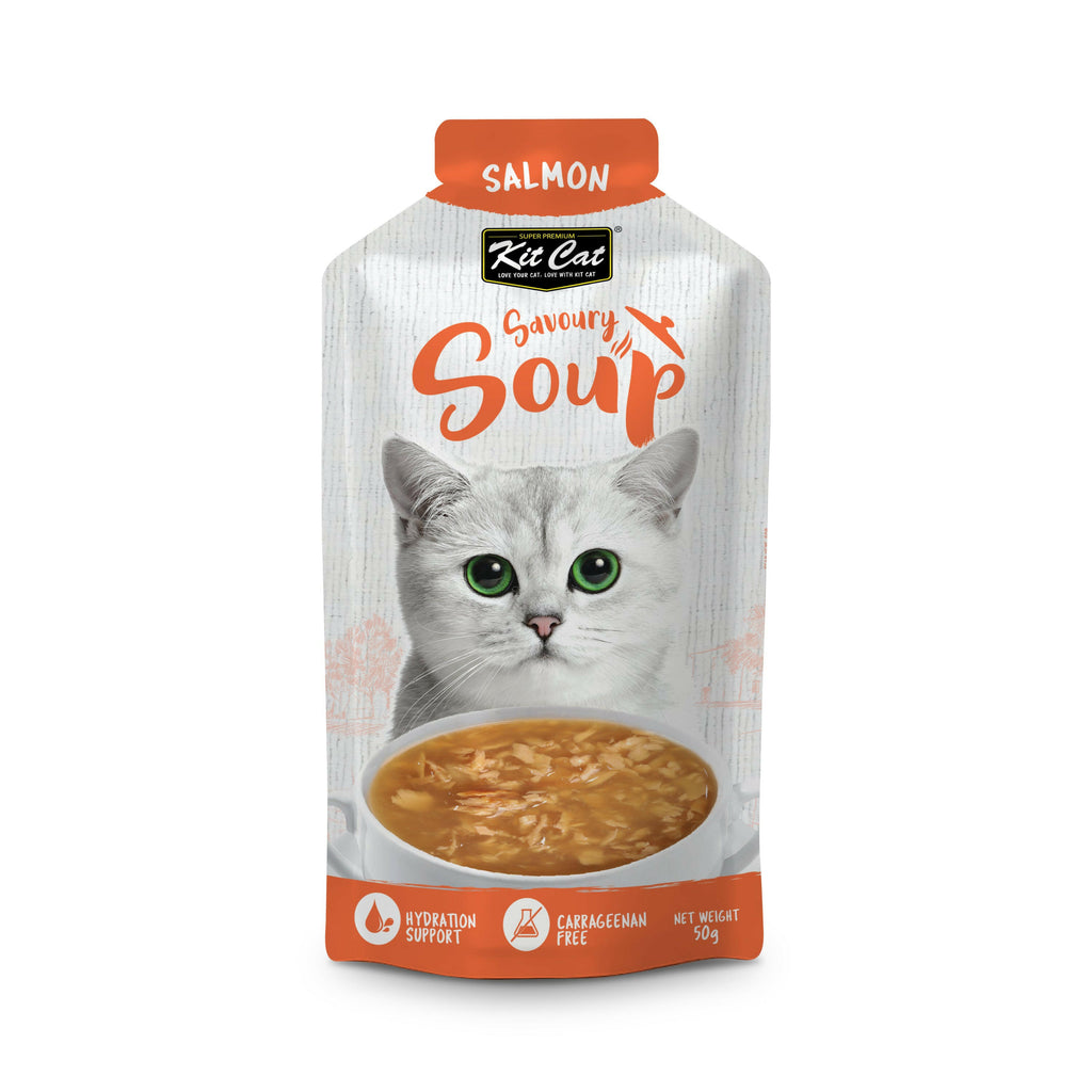 Kit Cat Savoury Soup Wet Food Pouches for Cats - Salmon (50g x 6).