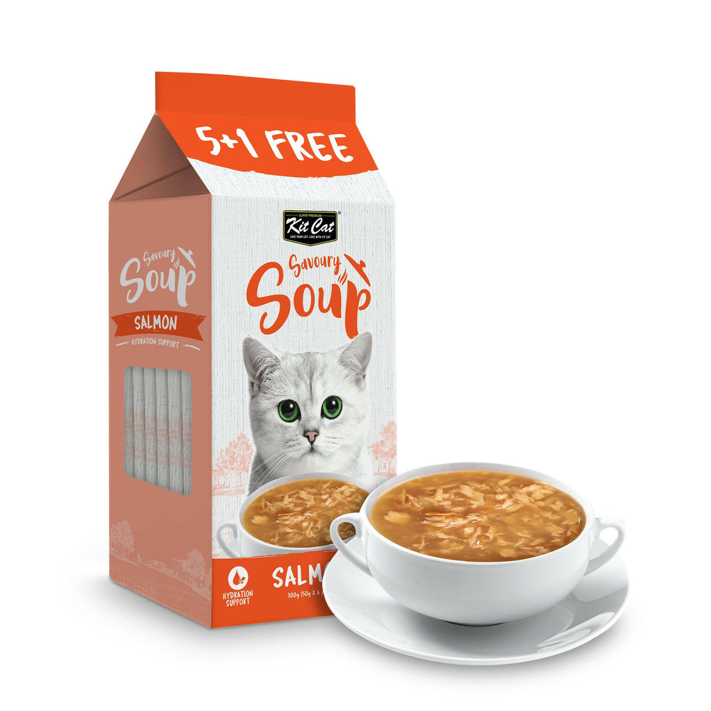 Kit Cat Savoury Soup Wet Food Pouches for Cats - Salmon (50g x 6).